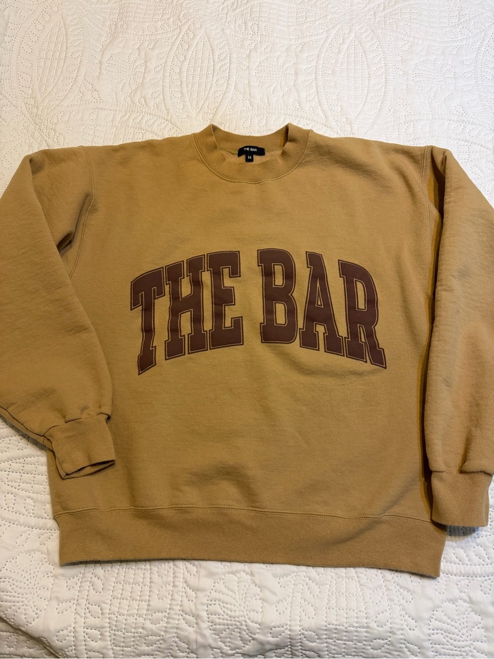 The Bar Camel Crewneck Sweatshirt with Brown Logo